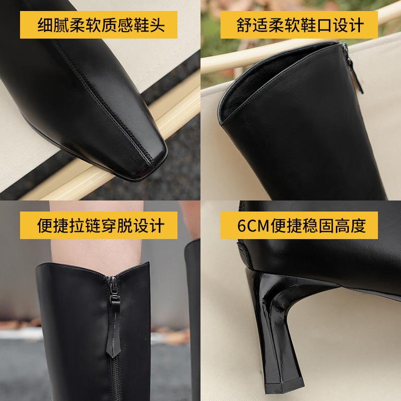 Augustine boots women's autumn 2025 new thin square head high heel French retro boots knight boots