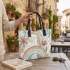 Boho Floral Rainbow Printed Large Tote Bag Casual Daily Shoulder Bag for Women Shopping Travel Use