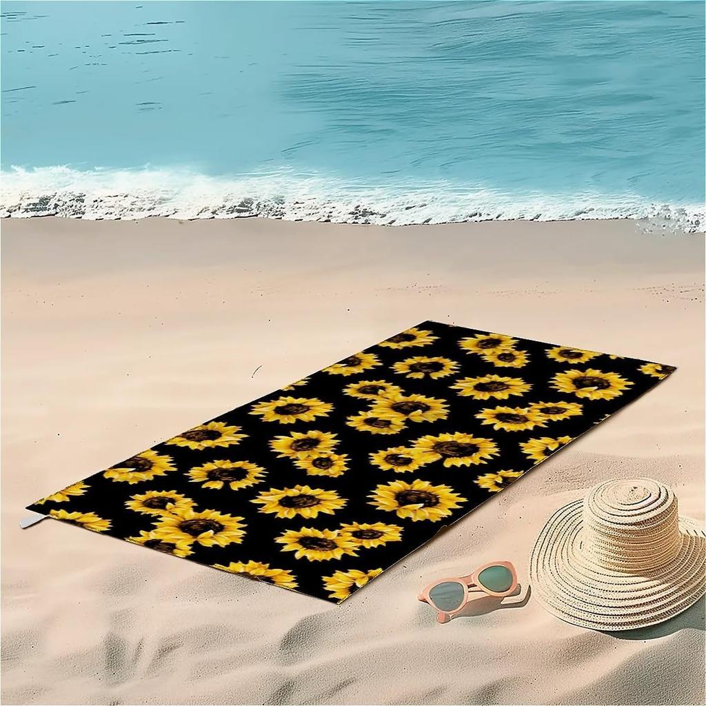 Sunflowers pattern Beach Towel for Family stuffs friend Gift Quick-Dry Sand free For Bath Yoga Beach Camping Swimming GYM Travel