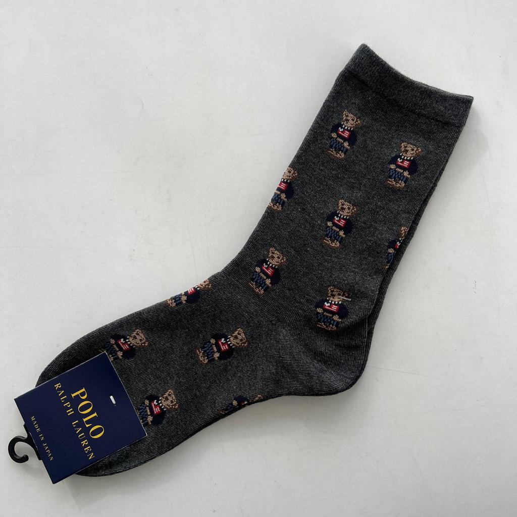 Trendy Mid-Calf Women's Cotton Socks - Four Seasons Style with Cartoon Little Bear Design