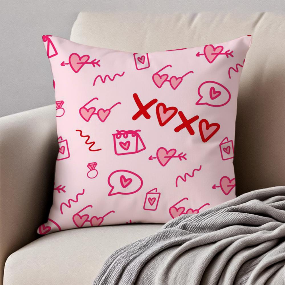 Lovely Heart Of Love My Beloved Cushion Cover Pillowcase Anti-Dustmite Invisible Zipper Short Plush Sofa Cushion
