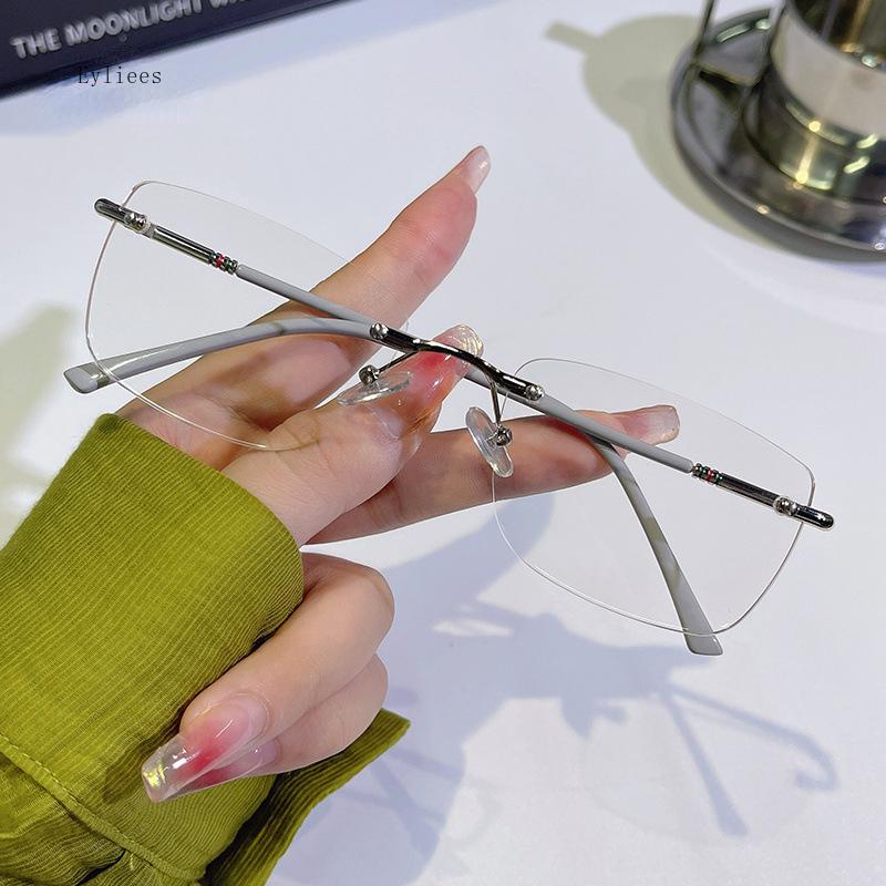Rimless Ladies Myopia Eyeglasses Anti Blue Light Minus Eyeglasses Finished Prescription Near Sight Eyewear Diopter 0-4.0