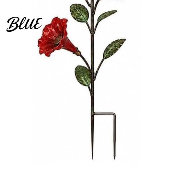 Bee Watering Station Red Flower Hummingbird Feeder with Ground Stake Metal Bird Feeder Yard Art Decoration for Outdoor Lawn Patio Feeding