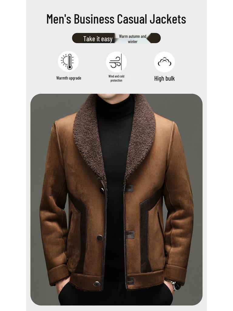 Men's Double-sided Sherpa Fleece Jacket 2025 - Winter Casual Mid-aged & Young Style, Thick and Warm Outerwear