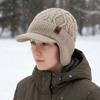 Unisex Plush Fur Lined Winter Beanie Hat Thermal Windproof Earflap Cap Thick Coldproof Knitted Hat Outdoor