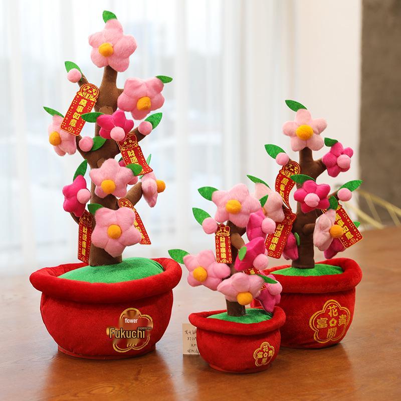2026 New Year Desktop Ornament: Orange Tree & Peach Blossom Scene Decor for New Year's Day and Spring Festival.