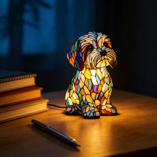 3D Rainbow Pony LED Night Light Handmade Resin Dog Lamp USB-Powered Ambient Lighting for Bedroom Desk Energy-Saving Gift for Pet Lovers & Home Decor