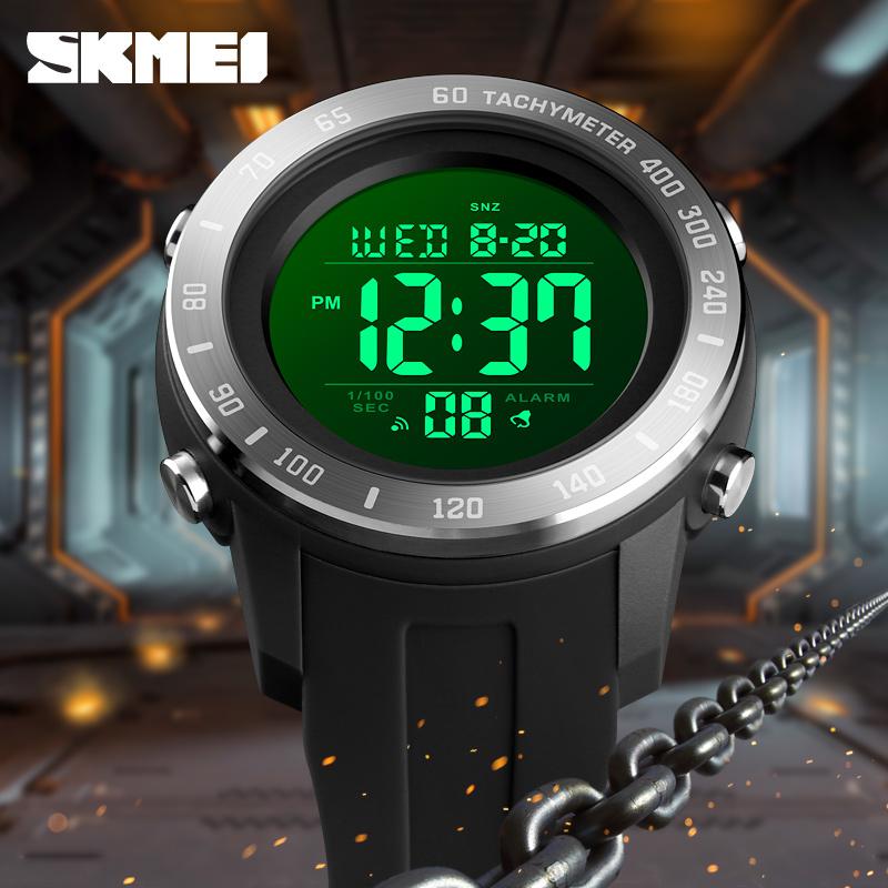SKMEI 1524 2 Time LED Digital Wristwatches Mens Waterproof Chrono Count Down Male Hour montre homme Big Dial Sport Men Watch