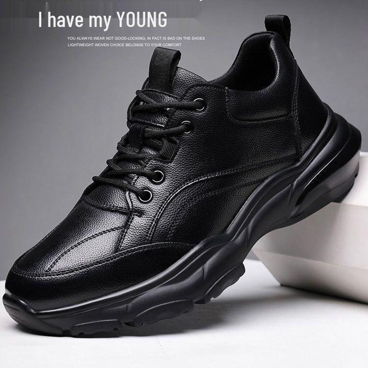 

Мужские повседневные кроссовки из натуральной кожи с увеличением роста, нескользящие, износостойкие, мягкие, с вельветовой подкладкой, в корейском стиле, доступны большие размеры. Size 44