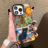 New Cute Black Cat Graphic Montage Laser Phone Case For iPhone 17 15 16 Pro Max Plus 14 13 12 Mini 11 Pro Max Shockproof Cover