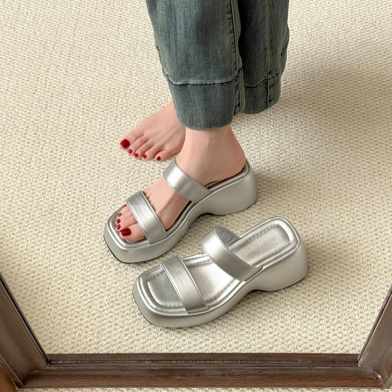 Fashion Hot Selling Platform Women High Heels Slippers Designer Heeled Shoes 2025 Summer Wedges Sandals Pumps Fashion New Sandalias