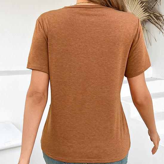 Frühlings- und Sommer-Unifarbenes Lässiges Kurzarm-T-Shirt Pullover-Oberteil, Modische Damenbekleidung