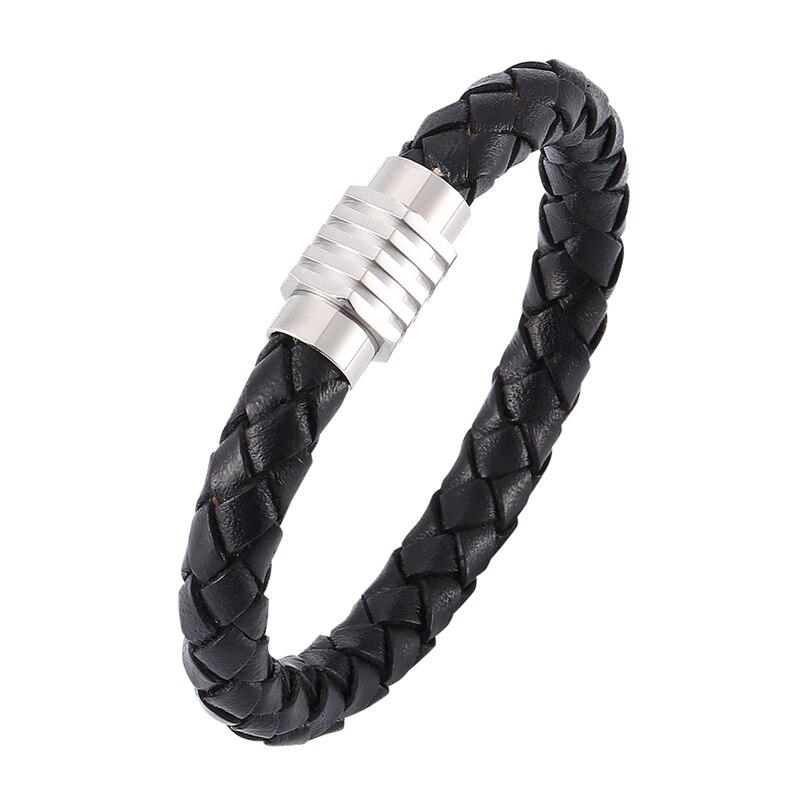 Men Bracelet Black Braided Leather Bracelets Male Bracelets Jewelry