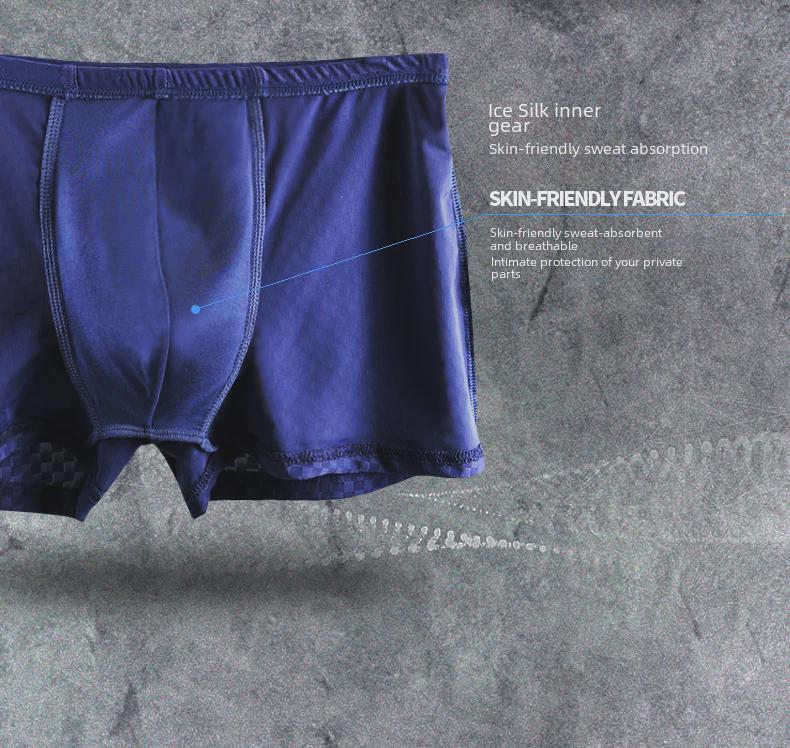Men's Ultra-Thin Ice Silk Boxer Briefs - Breathable Seamless Summer Shorts