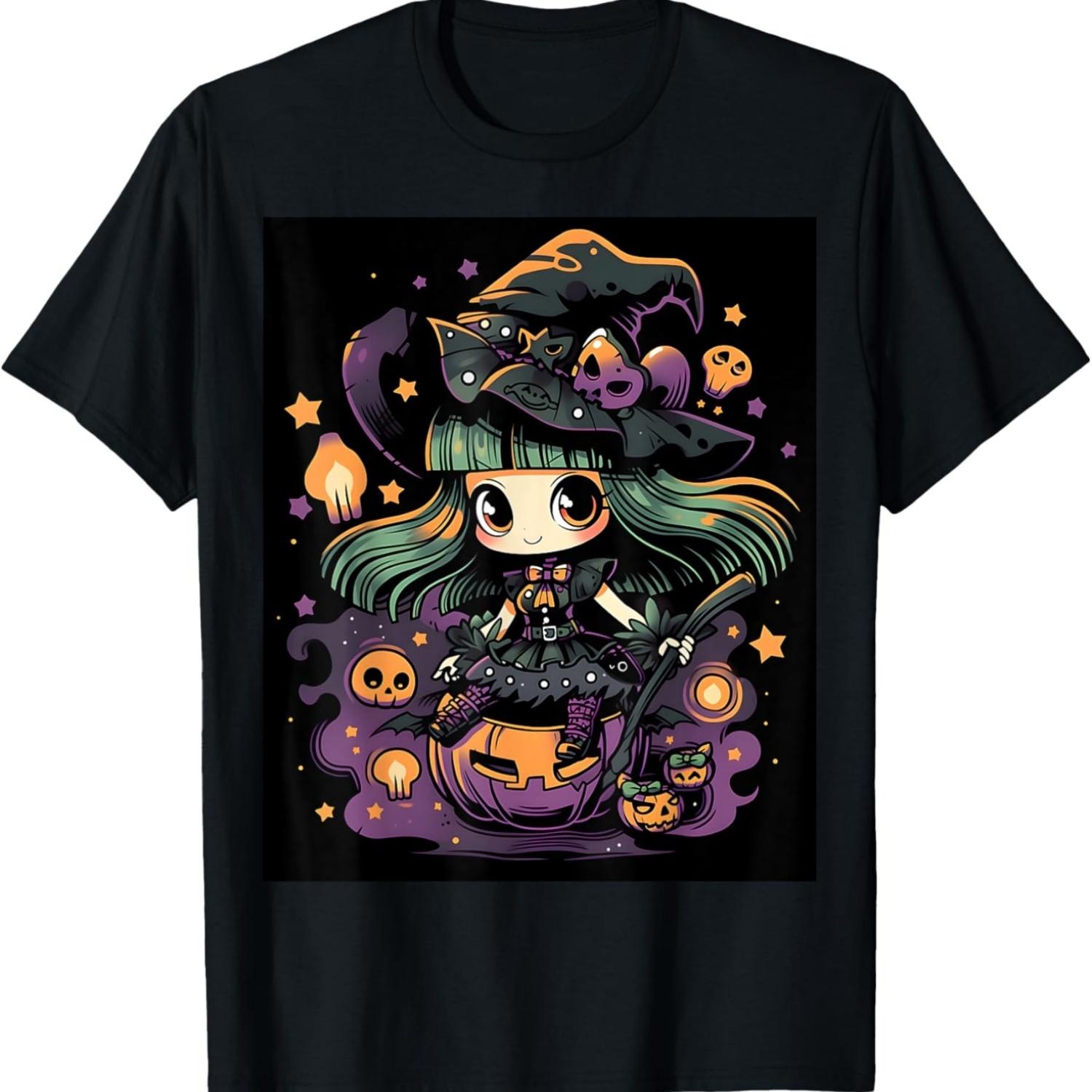 Witch s Whimsy_ Enchanting Halloween Graphic T-Shirt S чёрный