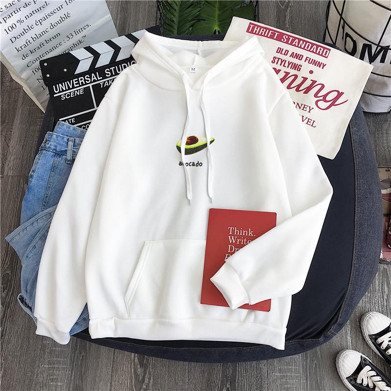 2026 Avocado Green Velvet Hoodie for Women - Korean Style, Trendy & Loose Fit, Plus Size for Spring/Autumn.