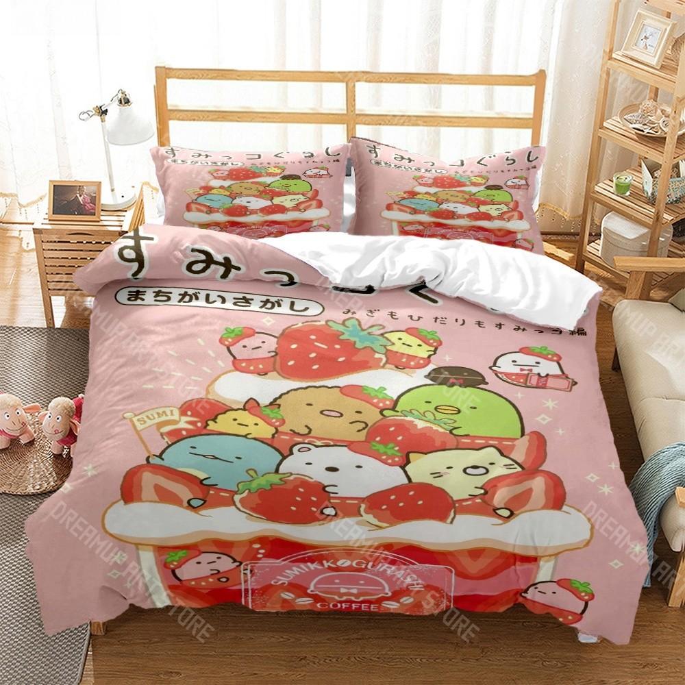 3D Print Sumikko Gurashi Cute Cartoon Bedding Set for Boys Girls Duvet Cover Pillowcase Twin Queen King Full Single Double Sizes