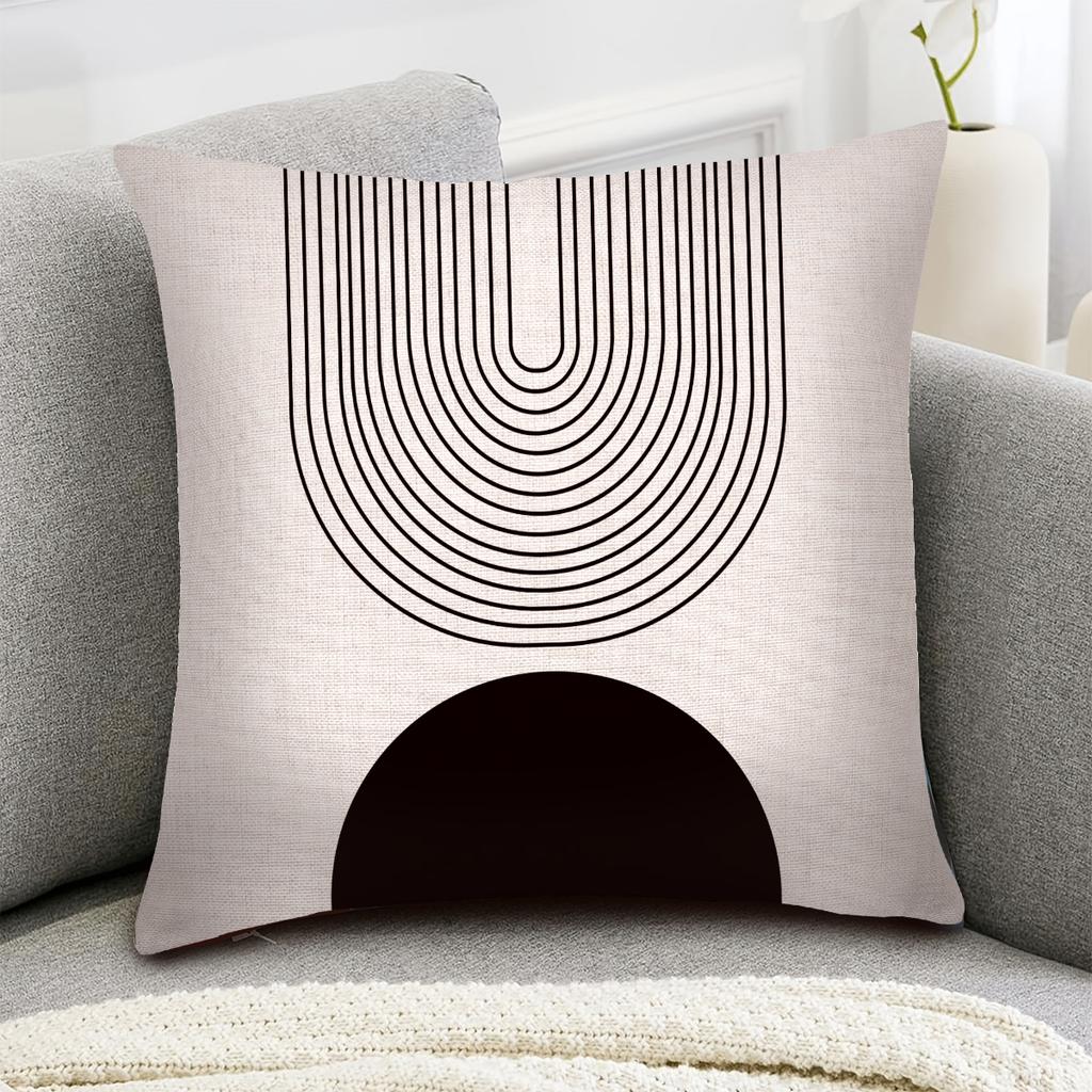 1pc Bohemian Minimalist Abstract Shaped Pillow, 18x18 Inches, Linen Pillowcase