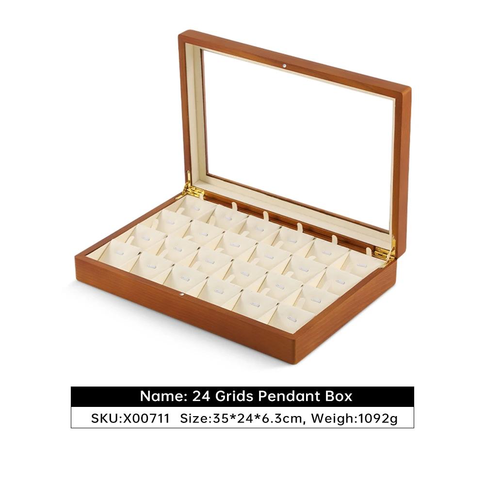 For  Bracelet Necklace Display Case Wooden Ring Earrings Organizer Large Jewelry Storage Box With Cover X007