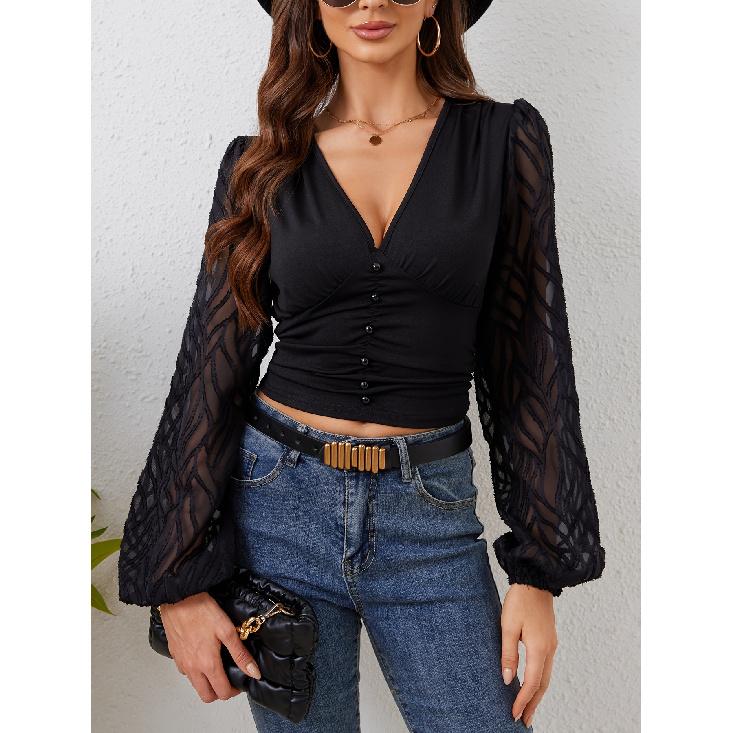Spring And Autumn New Women'S Versatile Long Sleeve Daily Business Commuter Elegant Comfort Sexy Bottom Shirt Top