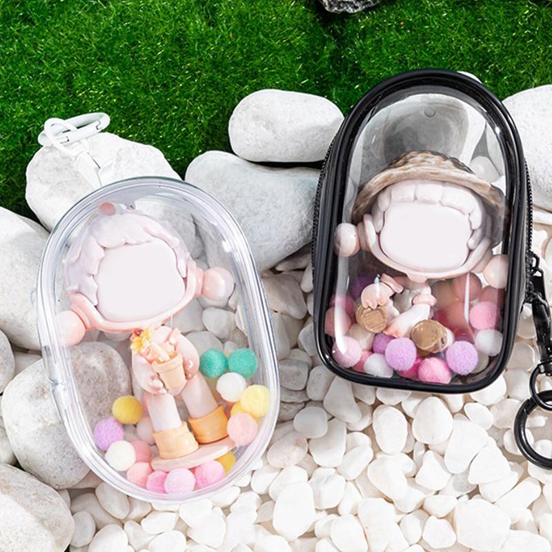 Peluş Bebek Çantası Pvc Şeffaf Pamuk Bebek Şeffaf Ekran Kılıfı Temizle Saklama Kutusu Anime Karikatür Bebekler Için