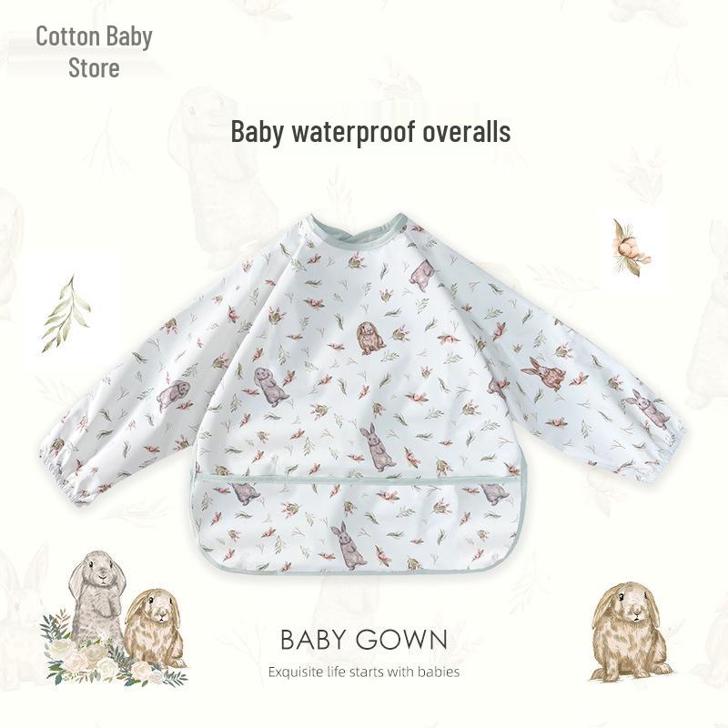 Waterproof Long Sleeve Baby Bib - Oil-Proof, Cotton Coverall for All Seasons.