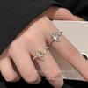 Gold Sliver Paved Diamond Universal Cuff Rings For Women Copper Inlaid Rhinestone Finger Accessory