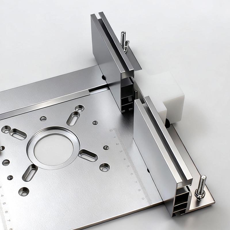 S8 Aluminum Alloy Trimmer Workbench with Reverse Plate, Fence, and Push Ruler for Woodworking and Carving