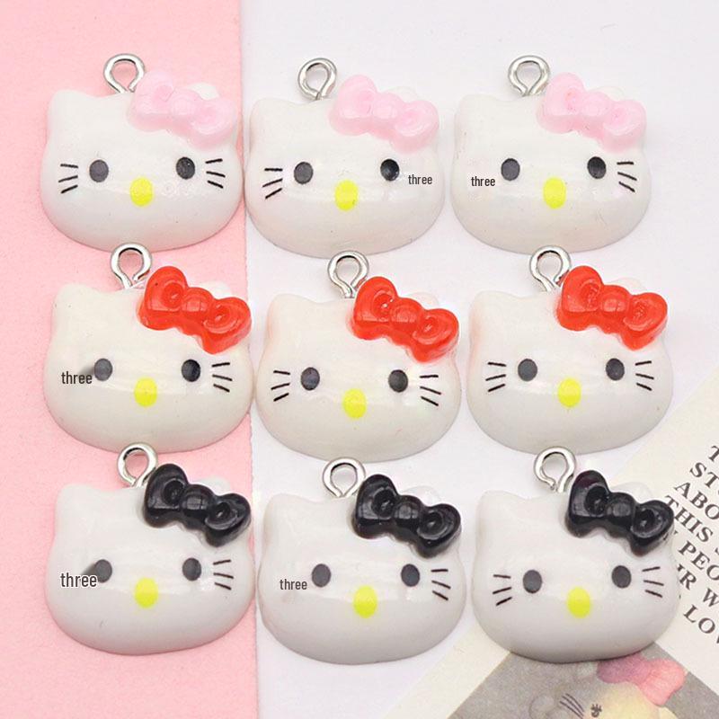 Resin Cute Cartoon Cat Head Keychain Pendant Ornament случайный один