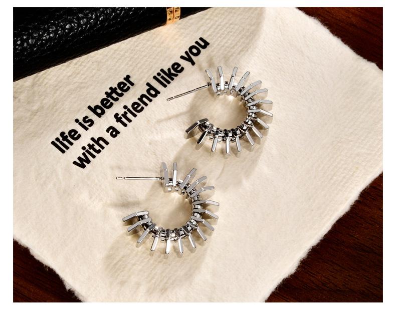 2026 Avant-Garde Heavy Metal Scale Stud Earrings - Unique C-Shaped Radiating Geometric Earrings for Women Industrial Style Jewelry