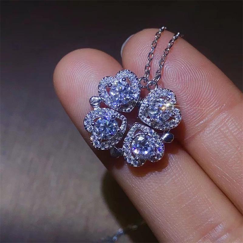 Sunflower Moissanite Pendant: D Color VVS, Japanese/Korean Style Clavicle Chain, Women s Light Luxury Necklace