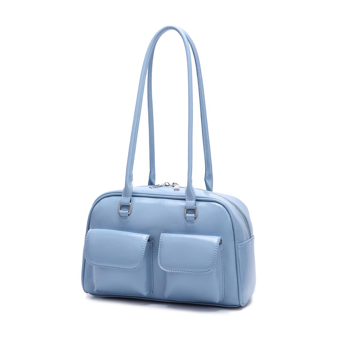 

Красная женская сумка-саквояж в стиле ретро, ​​роскошная дизайнерская сумка из искусственной кожи с несколькими карманами, женская сумка на плечо, подмышки, кошельки-тоут 27 x 15 x 10cm синий