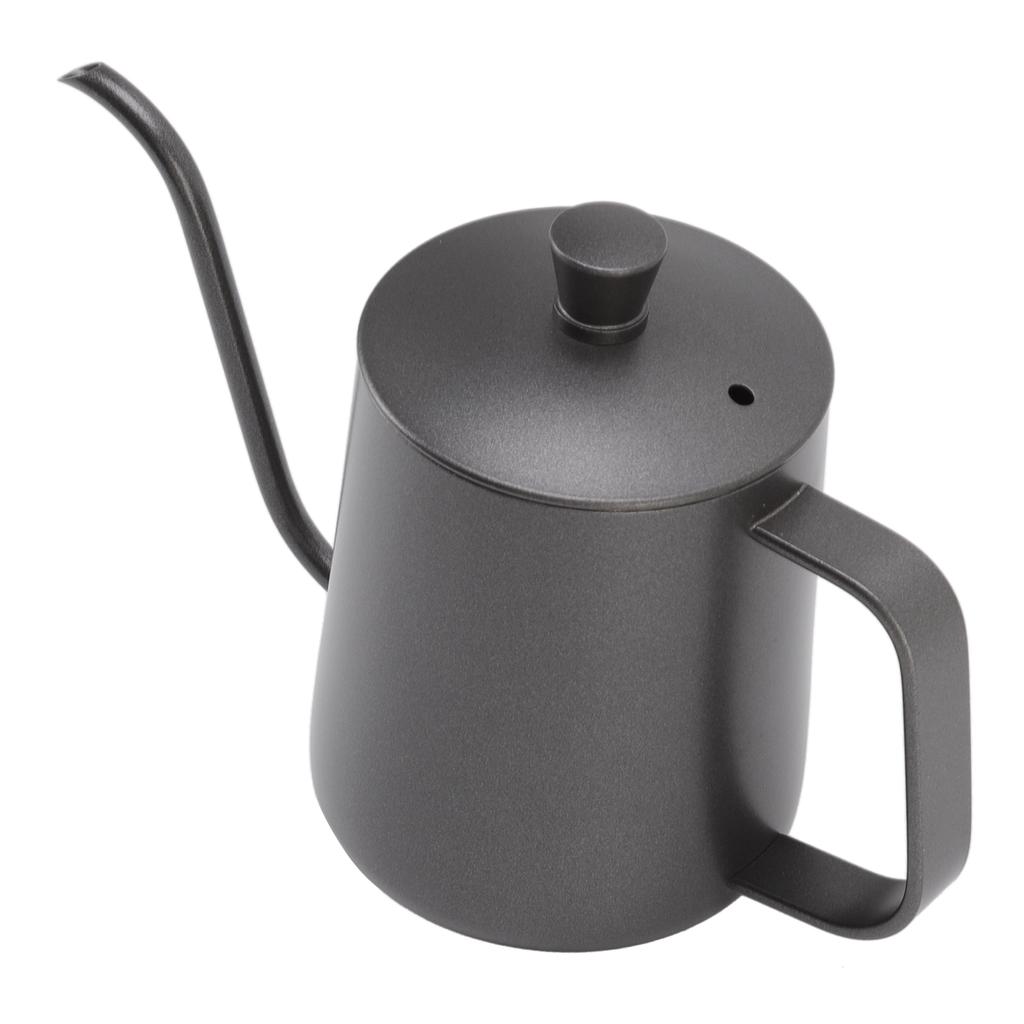Long Narrow Coffee Kettle Black Stainless Steel Rustproof Small Pour Over Kettle with Lid for Home 350ml