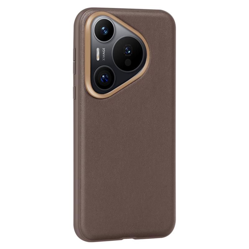 

For Huawei Pura 70 Pro+/Pura 70 Pro Phone Case Luxurious PU Leather+PC Cell Phone Cover Brown