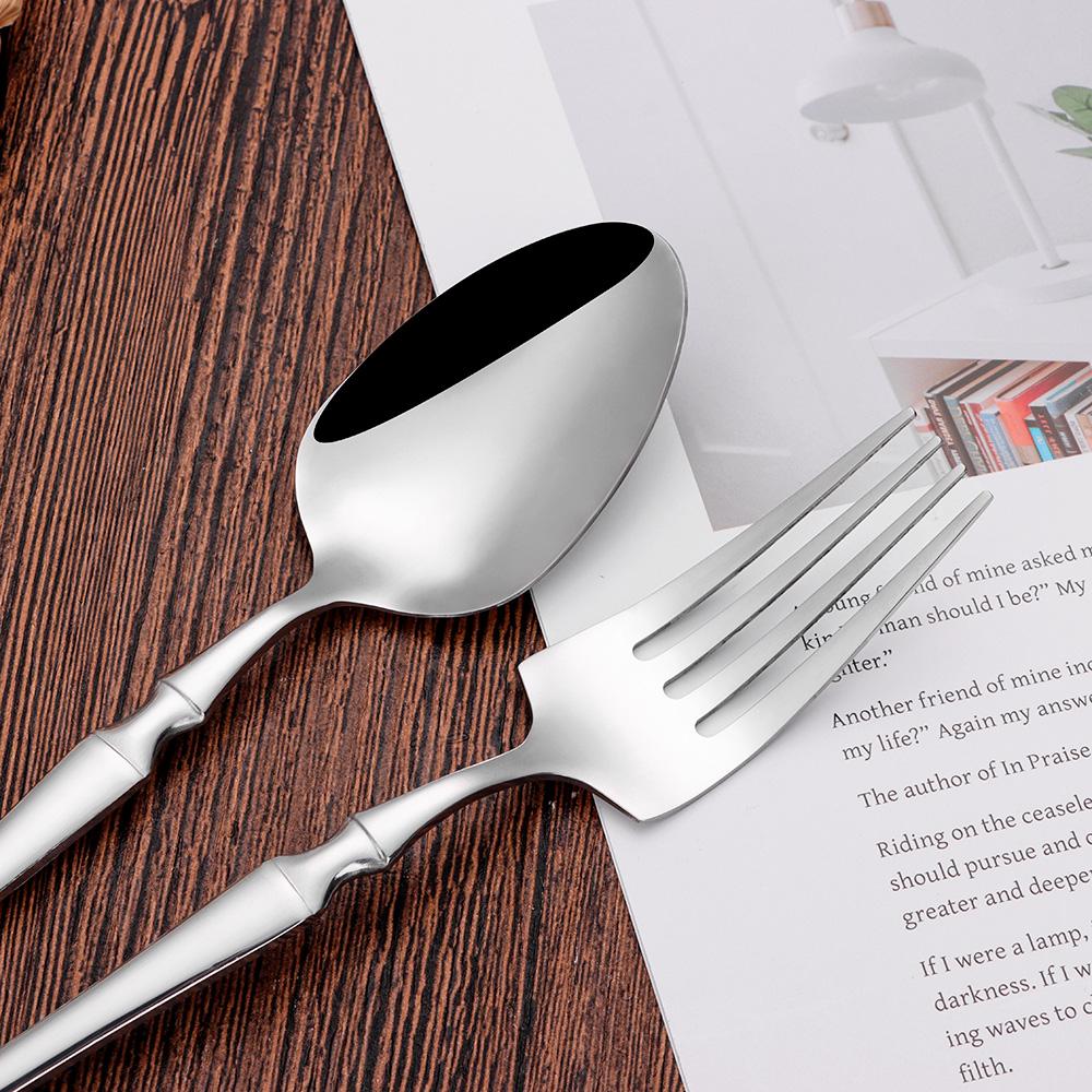 6/24/30Pcs Thin Cutlery Stainless Steel Sliver Tableware Western Dinner Set Solid Color Knife Fork Spoon Mirror Kitchen Utensils