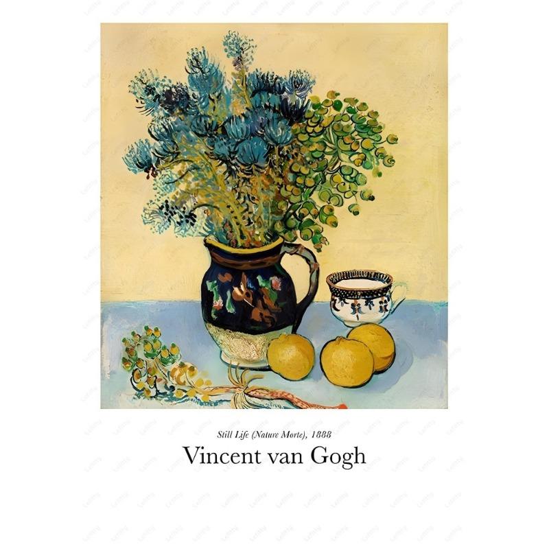 Van Gogh Oil Art Wildflower Starry Sunflower Poster Sticky Wall Art Printing Waterproof Home Living Bed Room Bar Aesthetic Decor