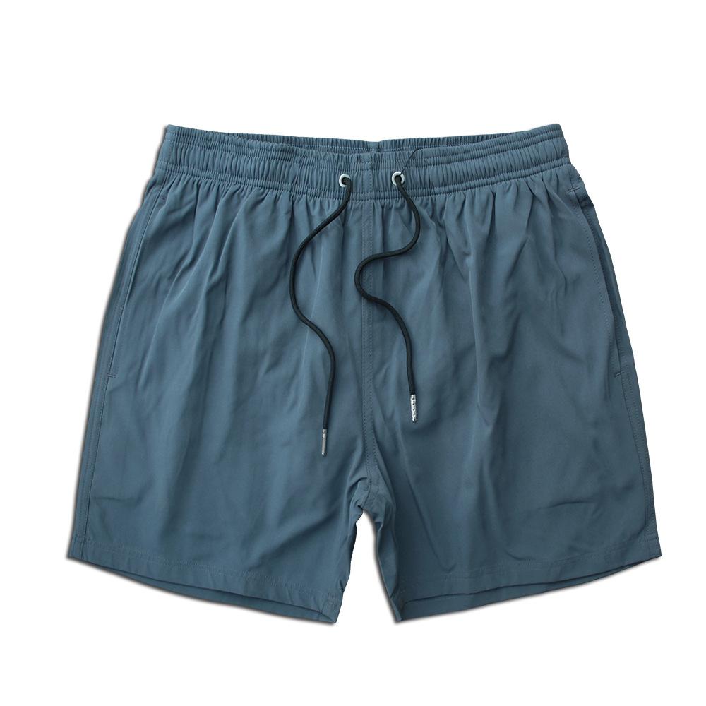 Men Sports Casual Loose Solid Color Swim Shorts Men 4-Point Quick-Dry Beach Shorts Male Lightweight Breathable Board Shorts