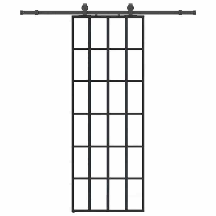 VidaXL Porte coulissante kit de quincaillerie noir 76x205 cm verre ESG, porte intérieure, porte de grange intérieure, porte 3375793