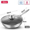 28 30 cm Wok Pfanne Hybrid Antihaft Bratpfanne mit Glasdeckel Ungiftig 316 Edelstahl Sautierpfanne Pfanne Tiefe Wok Pfanne JT559