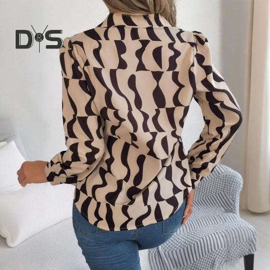 Dámská košile se zapínáním na knoflíky Ležérní Dlouhý rukáv Klopa Top Volný Potištěný streetwear Oblečení na pracovní párty Dovolená Cestování