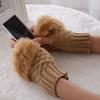 1 Pair Women Gloves Solid Color Fuzzy Plush Warm Winter Mittens for Daily Wear