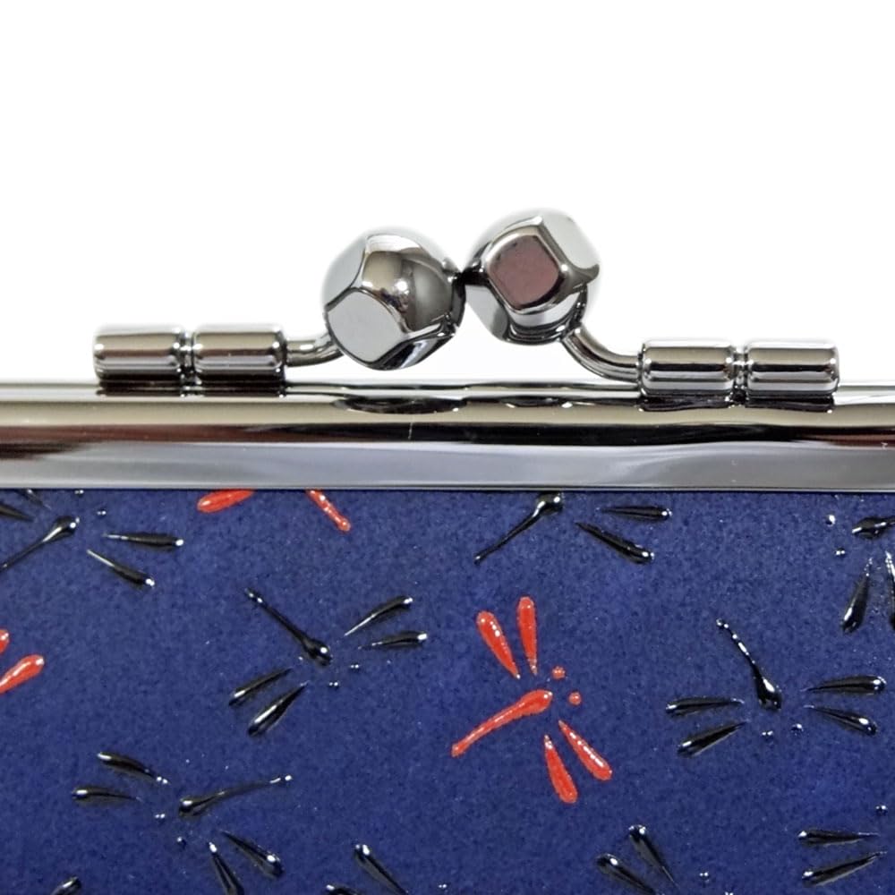 Indenya Inden Wallet Nagomi Parent and Child Clasp Coin Purse [7501 Navy X RedBlack Dragonfly Design]