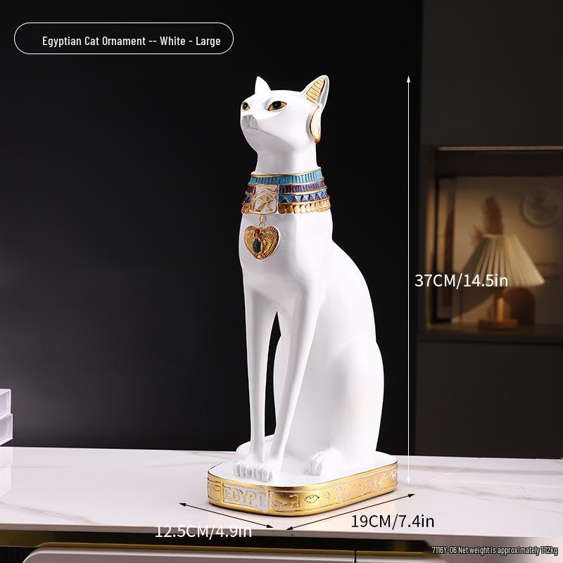 Figurina Esotica di Gatto Egiziano in Resina per Arredamento Casa o Caffetteria