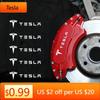 Car Sticker Tesla Car Styling Vinyl Waterproof Brake Caliper Badge Sticker Auto Wheel Rim Styling Decals for Tesla P100D Model 3