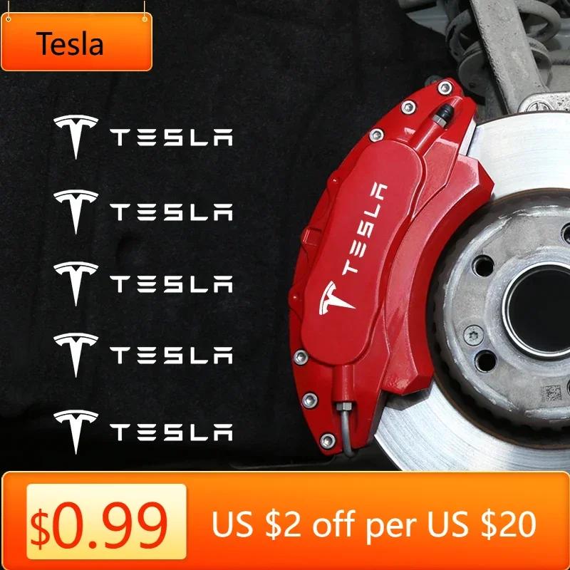 Car Sticker Tesla Car Styling Vinyl Waterproof Brake Caliper Badge Sticker Auto Wheel Rim Styling Decals for Tesla P100D Model 3
