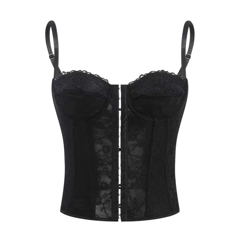 Hollow Lace Corset Slim Fit Suspender Vest Elastic Crop Tops Travel
