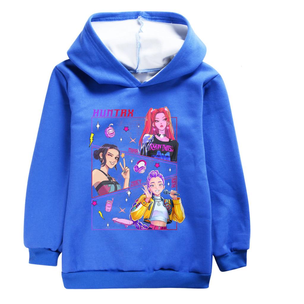 5041 Kpop Rumi Zoey Mira Print Kids Girls Hoodies Long Sleeves Velvet Warm Winter Hoodie