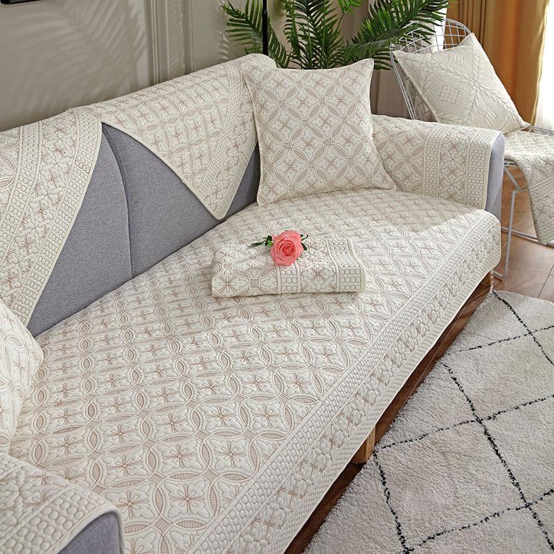 Cotton Simple Modern Sofa Cushion Four Seasons Universal Fabric Non-slip Cotton Embroidered Sofa Cushion