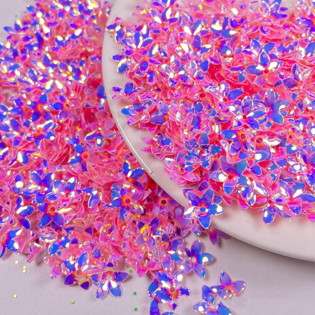 12mm Lily Flower Concave Pvc Sequins Diy Costume Dress Decorative Holographic Loose Beads 3D Floral Shoes Bag Sewing Film Sequin