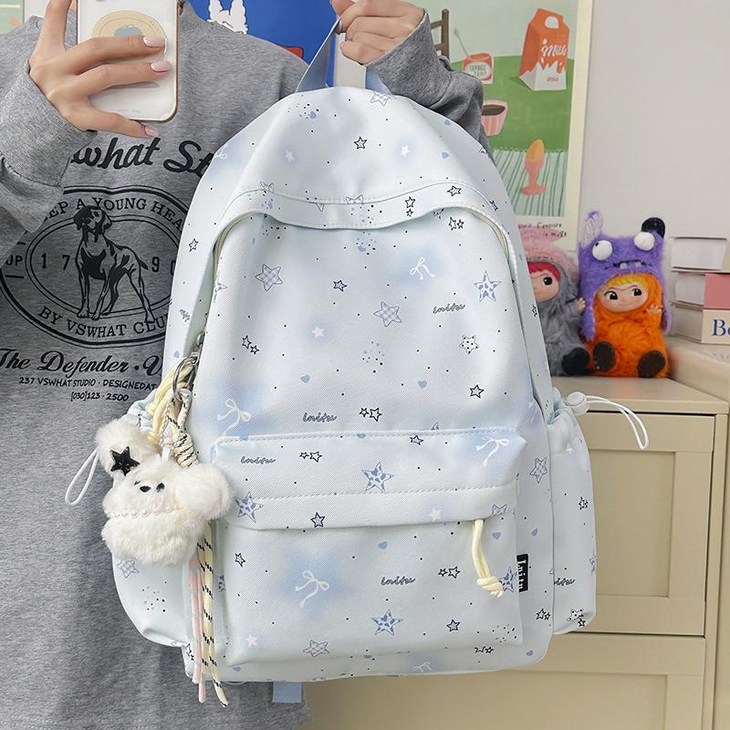 New Schoolbag, High-aesthetic Japanese Instagram-style Sweet Star Backpack, Junior High School Student Backpack for Women, Lightweight Commuter